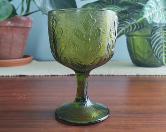 Vintage green glass 1975 FTD florists pedestal compote, vintage floral design supplies floral vessel plant cache