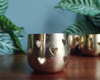 Set of 4 Small Candle Votives with Heart Shaped Cut-Outs