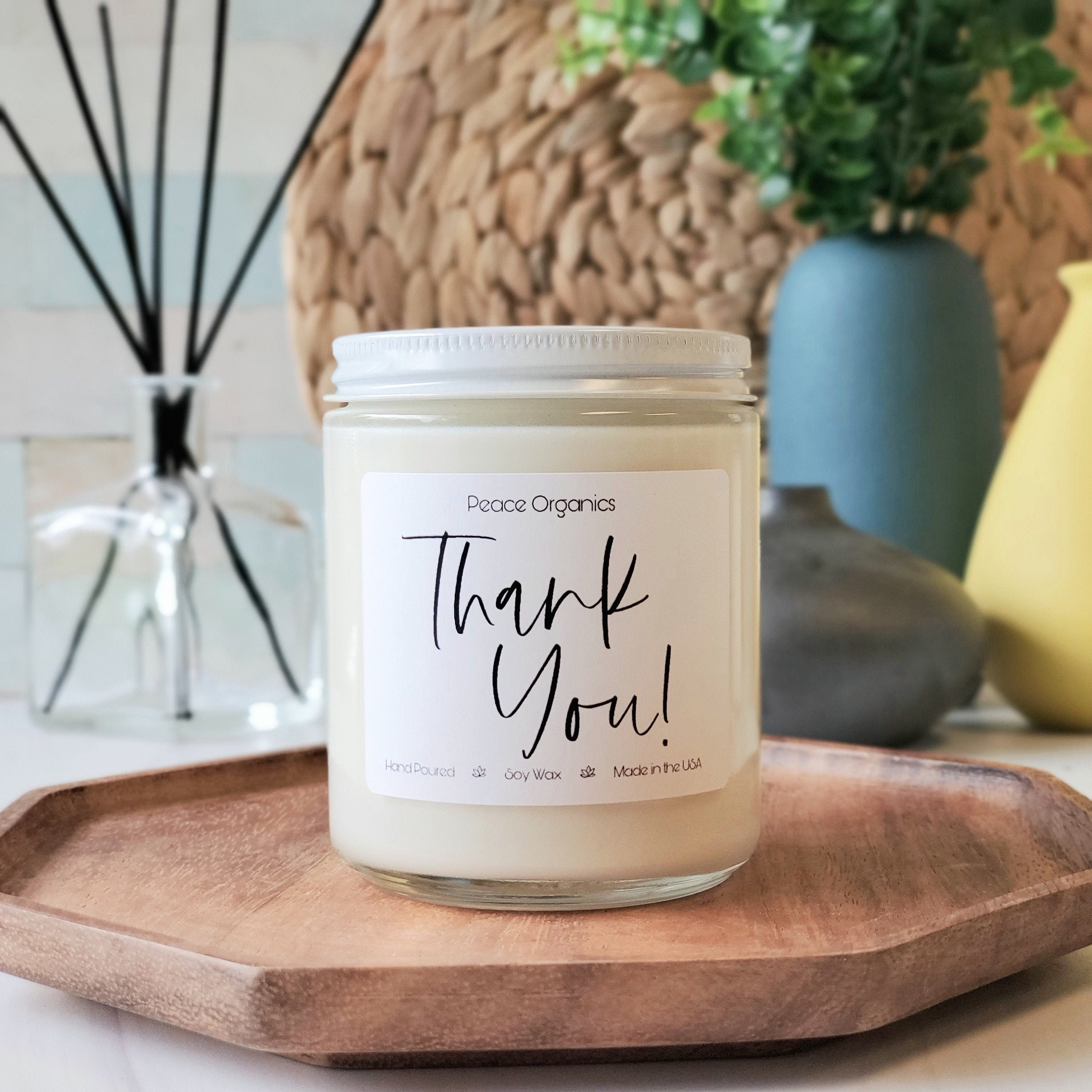 Thank You Candle with Personal Message on the Back Etsy