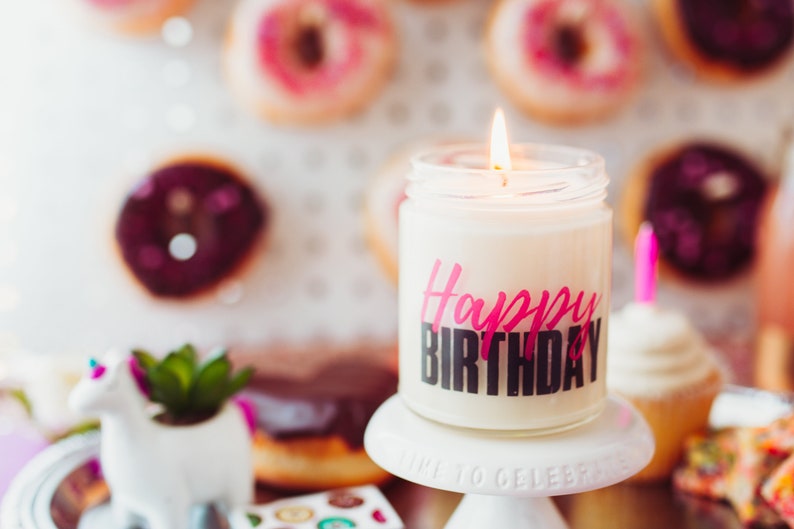 Soy Candle Gift Happy Birthday Candle Personalized Message Etsy