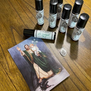 Coffret huile Saint-Joseph | muguet | Cadeau chrétien catholique | de prière | terreur des démons | Sainte Huile Sainte