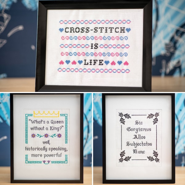 Your words here! Custom 8x10 sampler-style cross-stitch embroidery quotes (made-to-order, FRAME NOT INCLUDED)