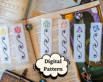 PDF pattern Dungeons and Dragons RPG Dice mini bookmark set