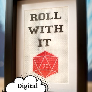 Dungeons and Dragons Roll With It D20 Cross-Stitch PDF Pattern