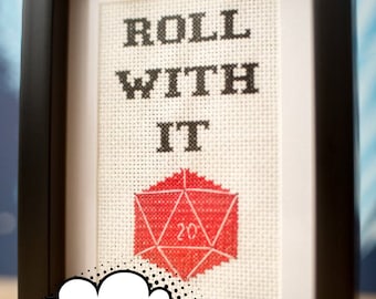 Dungeons and Dragons Roll With It D20 Cross-Stitch PDF Pattern