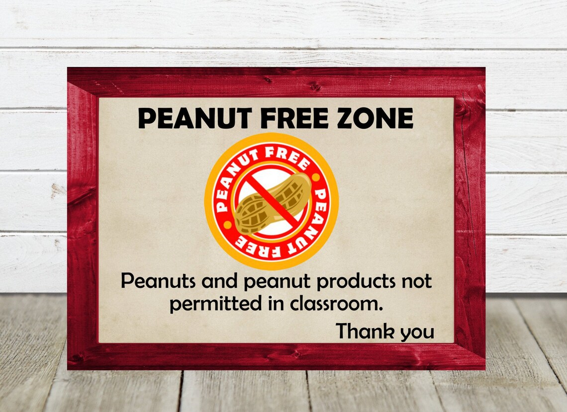 Peanut Free Door Sign Peanut Free Zone Classroom Signs | Etsy