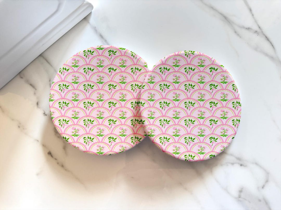 Pink Coaster Set PINK SCALLOP COASTERS, Set of 4, Summer Tableware, Grand Millennial ...