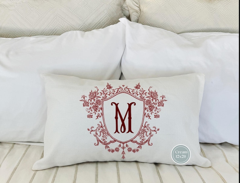 Monogram Floral Crest Pillow Sham