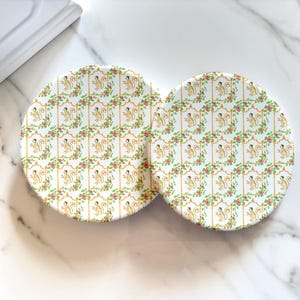 CHINOISERIE MONKEYS Coaster Set, Summer tableware, Grand Millennial Barware, Round Coaster Set, Cottage Chic Decor, Set of 4