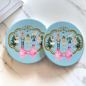 NUTCRACKER COASTERS, Set of 4 Christmas Drink Coasters, Hostess Gift, Christmas Decor, Mouse King, Clara,