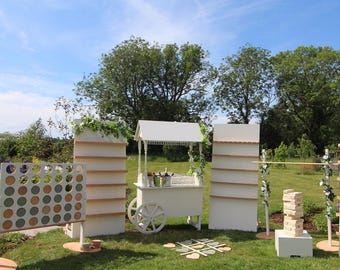 The whole collection! Event wall rental, garden games, prosecco cart, crisp walls, Nottinghamshire hire