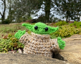 Handmade baby yoda Grogu teddy - Crochet knitted Star Wars character inspired