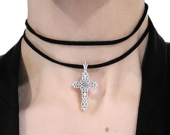 Black Suede Cross Wrap Choker