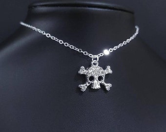 Rhinestone Skull Choker