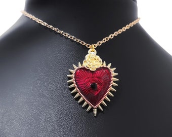 Red Gold Sacred Heart Choker