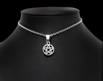 Silver Dainty Pentagram Choker
