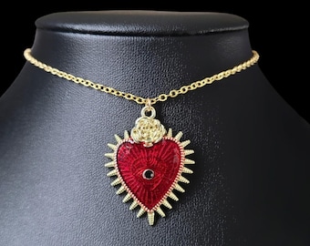 Red Gold Sacred Heart Choker