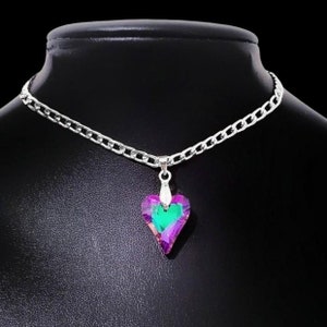 Rainbow Crystal Heart Choker