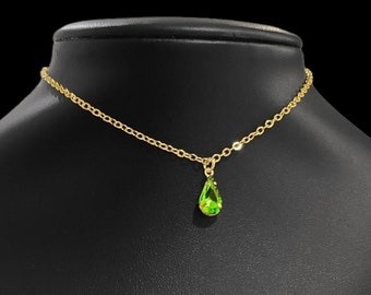 Green Gold Teardrop Choker.