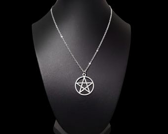 18" Silver Pentagram Necklace 005