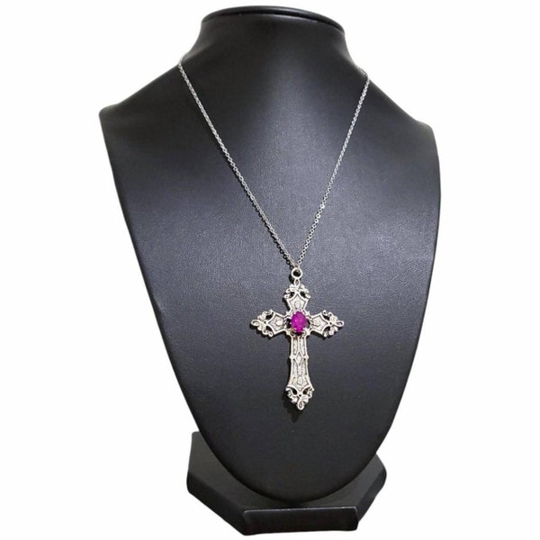 Pink Cross Necklace Etsy