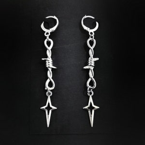Barb Wire Star Drop Earrings