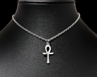 Dainty Silver Ankh Choker - Stainless Steel