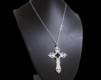18" Cross Necklace 021-BLACK