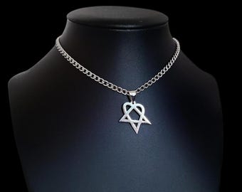 Stainless Steel Heartagram Choker Necklace - SILVER (CC)
