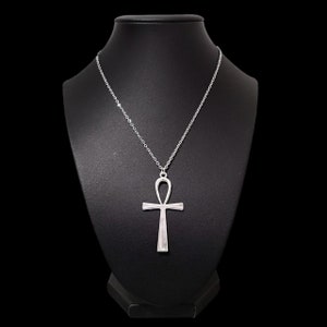 18&quot; Silver Ankh Pendant Necklace 001