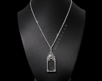 18" Silver Gothic Cathedral Pendant Necklace