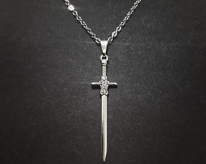 18" Sword Necklace 021 - Silver