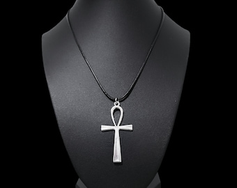18" Ankh Necklace - Black Cord