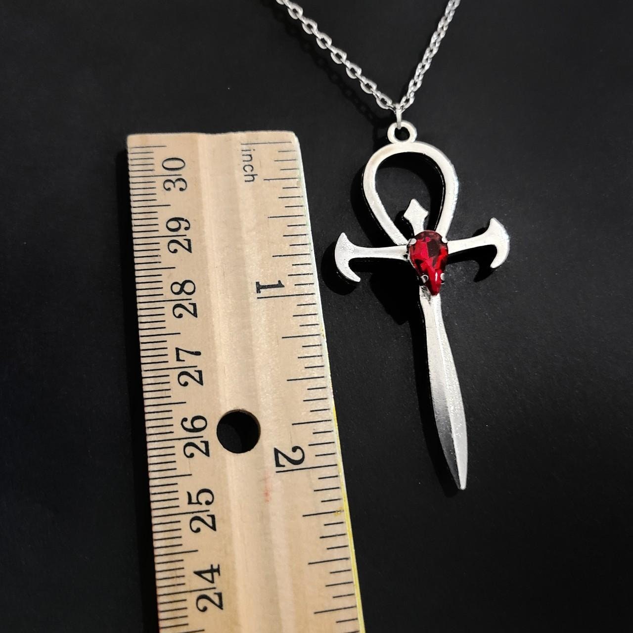 Ankh Necklace レッド size OS Gold Plated CZ Red Stone Mini Ankh Cross Pendant w/ 20