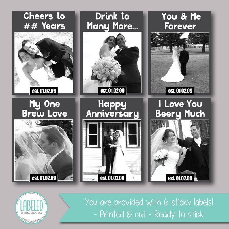 Anniversary beer labels beer gift for husband anniversary gift beer labels for him custom waterproof labels personalized labels image 2