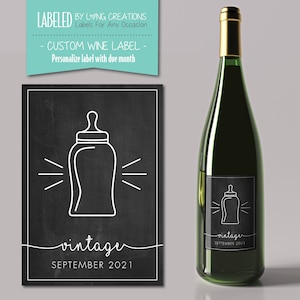 baby reveal wine label - custom pregnancy reveal label - pregnancy / baby announcement - baby bottle - new baby - new mom - gift for family