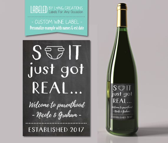 wine sticker - custom wine label - new mom / dad gift - new ...