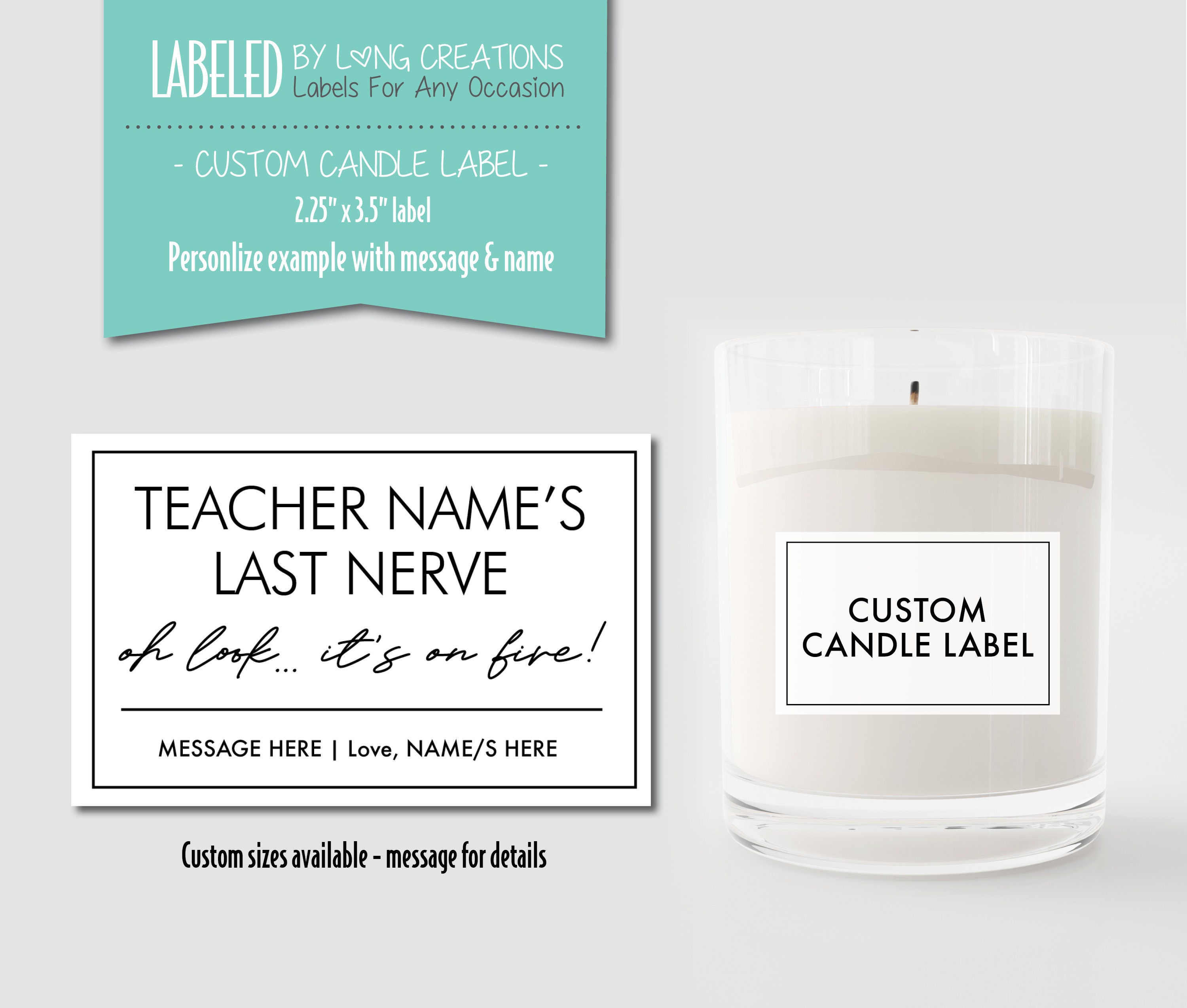 Monochrome Minimal Candle Label Template Custom Product Label Editable  Labels Printable Candle Labels Personalised Candle Label 