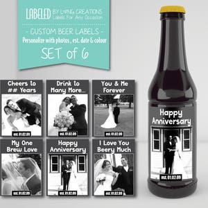 Anniversary beer labels beer gift for husband anniversary gift beer labels for him custom waterproof labels personalized labels image 1
