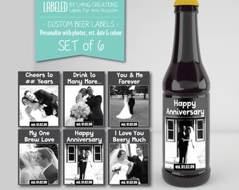 Anniversary beer labels - beer gift for husband - anniversary gift - beer labels for him - custom waterproof labels - personalized labels -