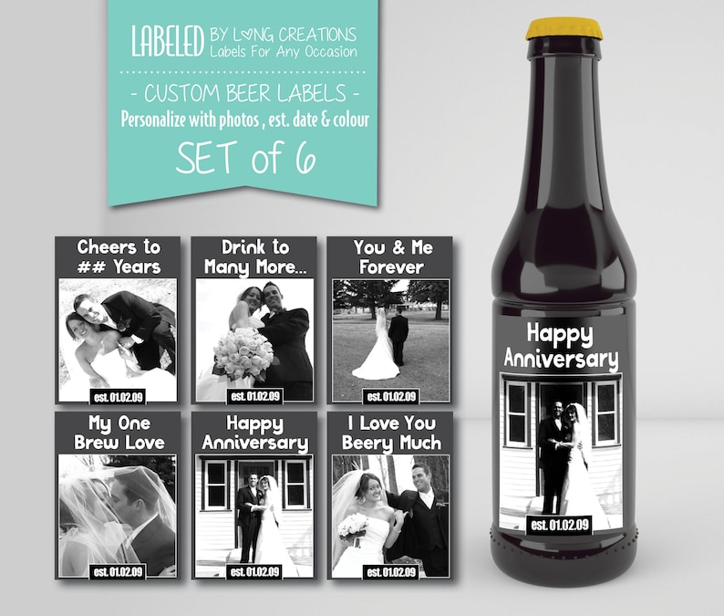 Anniversary beer labels beer gift for husband anniversary gift beer labels for him custom waterproof labels personalized labels image 1