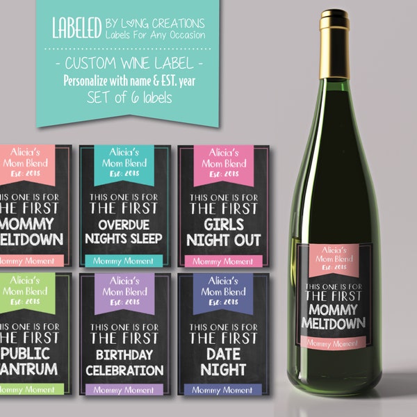Mommy Milestone Wine Labels Etsy