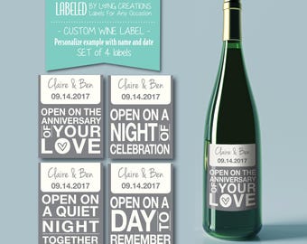 milestone wine labels - wine labels for wedding gift - custom wine label - bridal shower gift - engagement party gift - waterproof labels