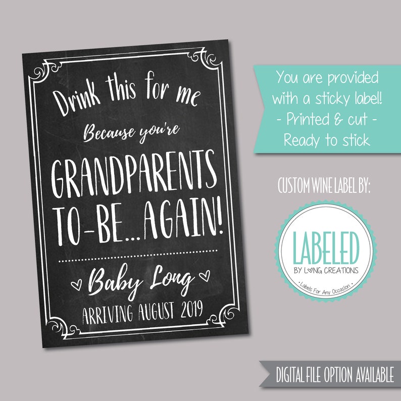 baby announcement grandparent gift personalized sticker custom label