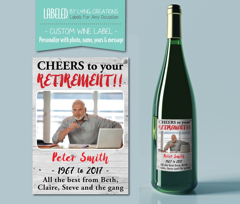 Retirement Wine Label Wine Sticker Retirement Gifts - Etsy