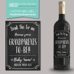 grandparents to be wine label - new grandparent gift - pregnancy announcement - baby announcement - personalized sticker - new baby gift