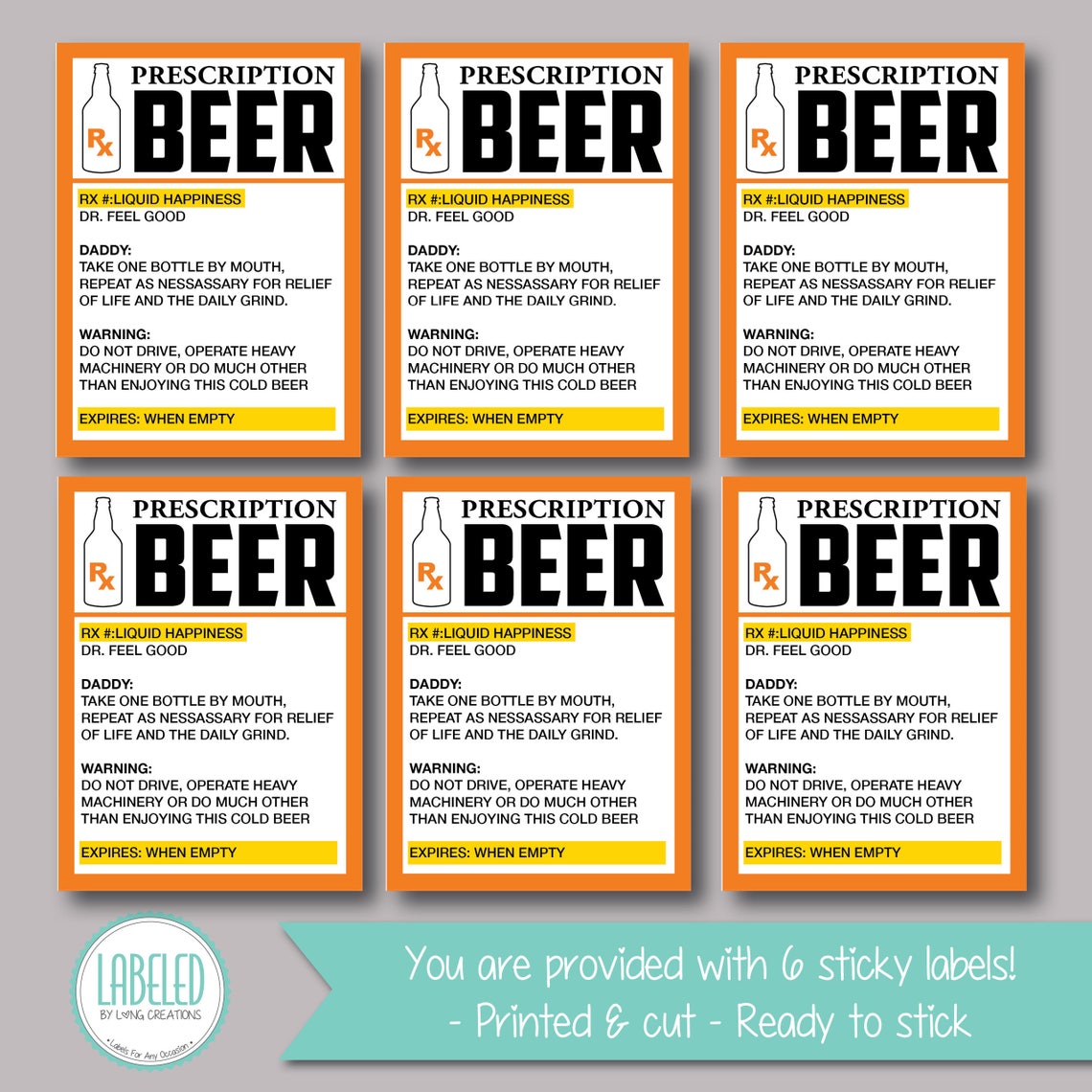 Beer Prescription Label Funny Beer Labels Gift for Dad Etsy