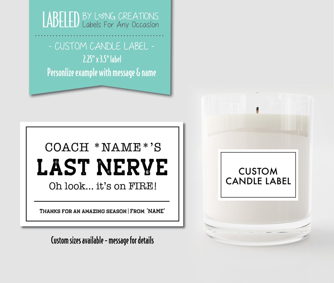 Coach Label for Candle Jar, Personalized Coach Gift, Custom Coach Label ...