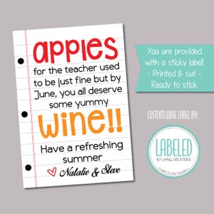 teacher wine label gift for teacher wine sticker custom wine label personalized teacher gift teacher appreciation gift waterproof image 2