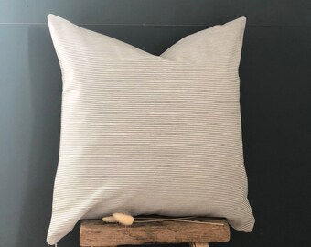 Blue Stripe Cotton Cushion Cover, Farmhouse Decor, Pillow 18 inch